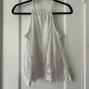 Cropped White Lace Tank-top